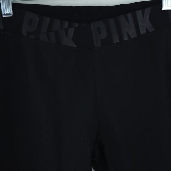 Victoria's Secret PINK Black Leggings Crossover Waist Small, Side Pocket, Mesh - Picture 3 of 7